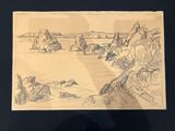 a picture of a drawing of a mountain landscape