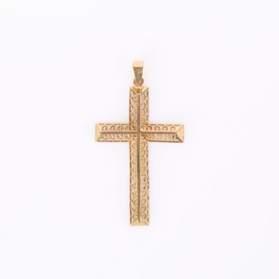 Pendentif croix en or ajouré. Haut. - Photo 1