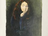 tableau représentant une femme les yeux fermés, les mains sur le visage