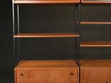 an image of a wooden bookcase with two drawers and a shelf
