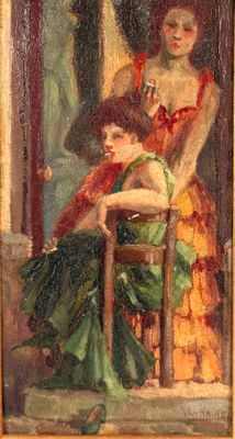 Ecole fin XIXème siècle, VAN HAUTE ? "Les demoiselles", huil… - Photo 1