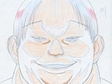 a drawing of a man with a big smile on his face