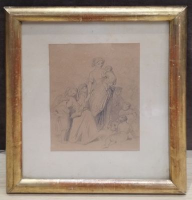 l'image d'un dessin représentant une femme tenant un enfant dans ses bras