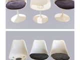 trois photos de chaises différentes, de couleurs et de formes variées