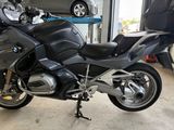 a motorcycle that is parked in a garage