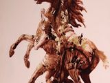 a drawing of a man riding a horse on the back of a horse