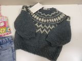 a sweater and a pair of jeans sitting on a table