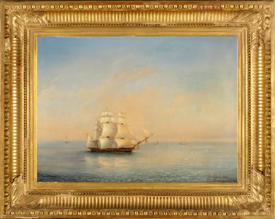 une image d'un tableau représentant un voilier dans l'océan