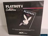 the box is black and white with a white rabbit on it