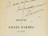 an old black and white photo of a book with writing on it