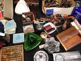 a table with a lot of different items on it