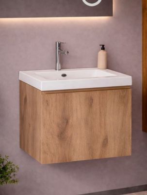 Meuble sous vasque suspendu avec plan vasque intégré OSKAB, …