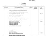 a white paper with a black and blue image of a business invoice