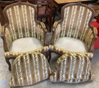 Paire de fauteuil type bergère à coussins, style Louis XV. (photo 2)