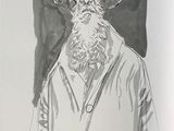 drawing of a man with a beard and a hat