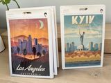 pair of luggage tags from the los angeles area of the united states