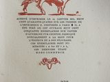 an old book with a picture of a bull on it