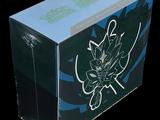 a box with a black and blue design on it