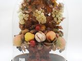 une cloche en verre contenant un assortiment de fruits