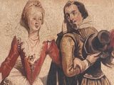 painting of a man and a woman dressed in period clothing