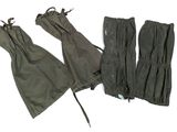 three pairs of military gaiters on a white background