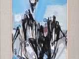 an image of a painting of a black and white cat