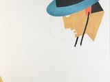 un dessin représentant un homme portant un chapeau et tenant un crayon