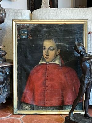 Ecole ITALIENNE vers 1700. Portrait d'un ecclésiastique Armo…