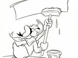 un dessin en noir et blanc représentant un chien de bande dessinée tenant une pancarte
