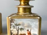 pair of 19th century french gilet glass perfume bottles with hand painted scenes
