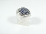 sterling silver ring with blue sapphires and diamonds