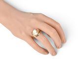 an image of a woman ' s hand with a gold ring on it
