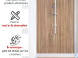 a picture of a bathroom with a wooden floor and a shower
