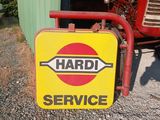 a sign that says hard service on the side of the road