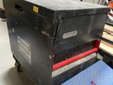 a black box with a blue box on top of it