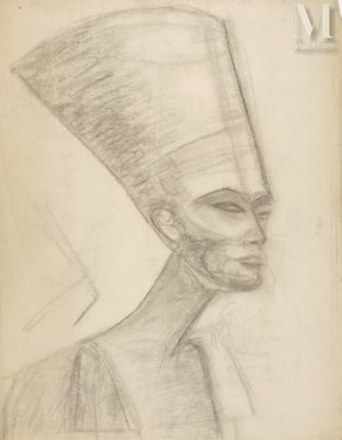 un vieux dessin d'une femme avec un chapeau sur la tête