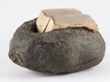 un rocher d'où dépasse un morceau de bois