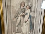 an old picture of a man and a woman standing next to each other