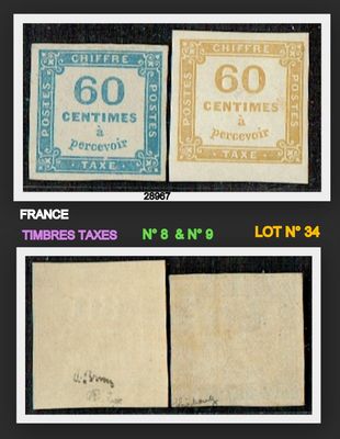 two different types of postage stamps are shown on a black background