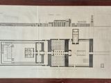 an old drawing of a plan of a building in a wood frame