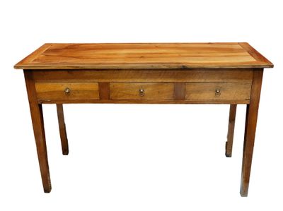an image of a wooden table with two drawers on top of it