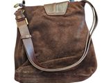 brown waxed canvas shoulder bag with leather strap