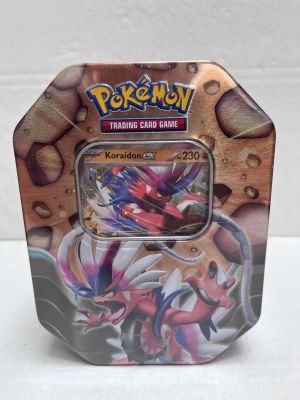 pokemon trading card game tin with a picture of a pokemon character on it