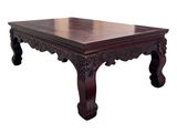 une photo d'une table basse en bois avec un plateau en marbre