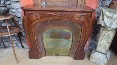 a fireplace that is sitting in the corner of a room