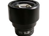 a close up of a camera lens on a white background