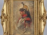 an old painting of a man in a military uniform in a gold frame