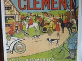 une enseigne sur laquelle est inscrit « Clement Cycles and Automobiles »