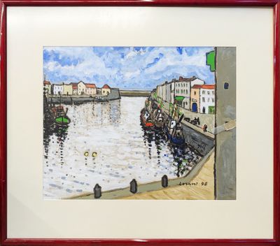 École FRANCAISE du XXe siècle "Vue de l'embouchure d'un port…