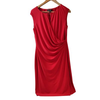 Robe en jersey fluide rouge RALPH LAUREN avec logo argenté R…